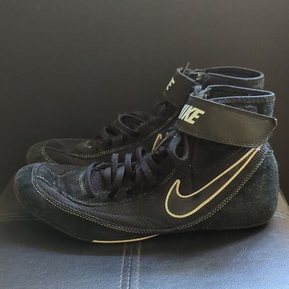 Nike Speedsweep Black Leather Ankle Hook and Loop Lace Closure Wrestling Shoes main image 4